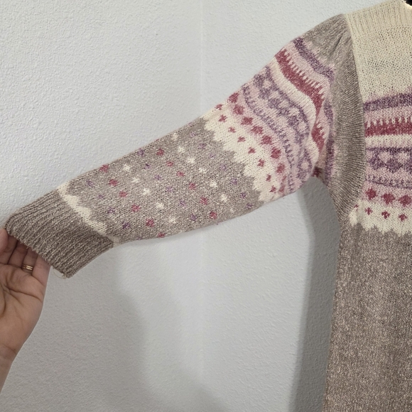 Vintage de Rotchild Cozy Knit Dress with Pink and Cream Accents - Picture 3 of 12